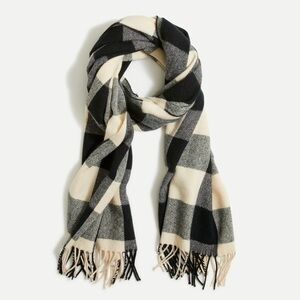 NWT J. Crew Factory Classic Plaid Scarf in Buffalo Check Cream/Black